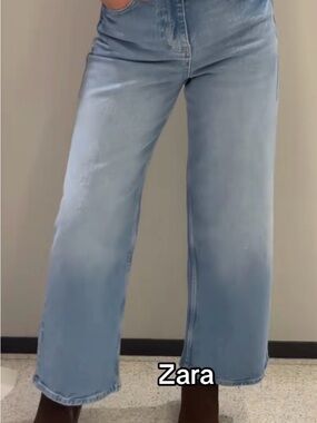 Zara Pale Blue Wide-Leg Jeans